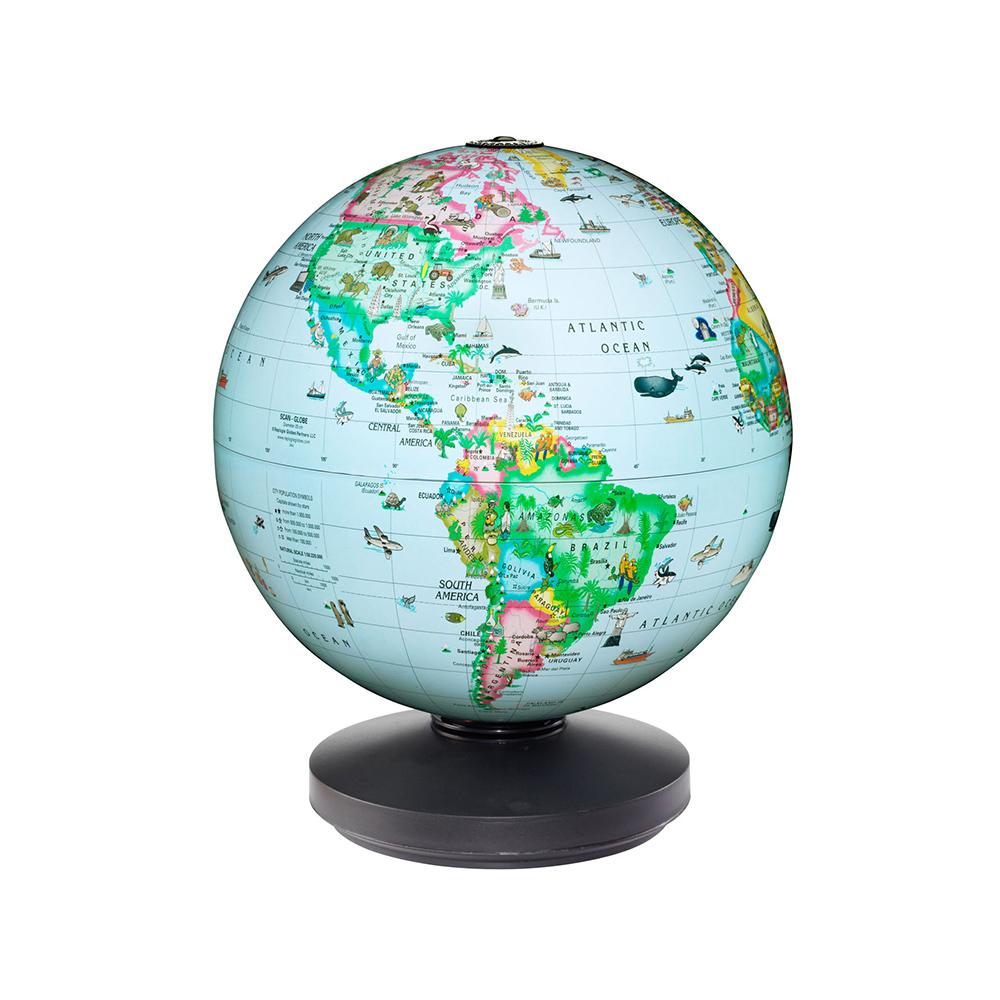 Blue 360° Rotating World Map Ocean Earth Desktop Decor Kid Learning Education 