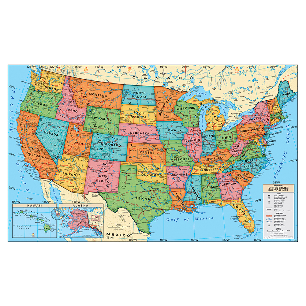 Laminated United States Map Allene Madelina