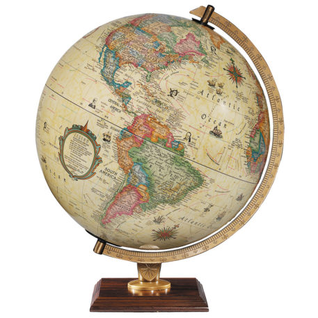Carlyle 12″ Antique Illuminated Raised Relief Desk Globe