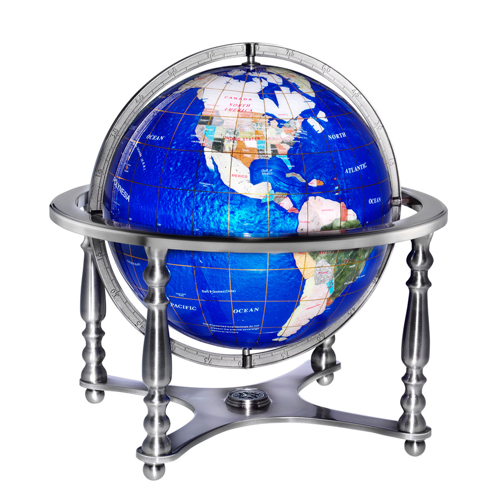 3 Inch Diameter Globe Inlaid Desktop On Stand
