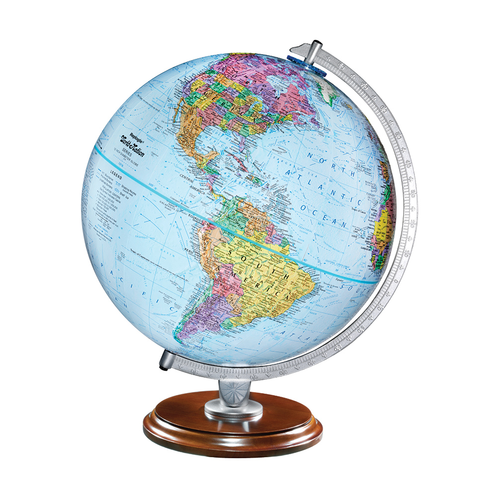 thumbnail image 2 of Replogle 12 Inch Explorer Globe - Raised Relief World Map With Gold Base, Over 4000 Location Names 2 of 11