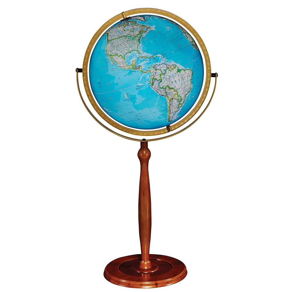 New! Replogle Chamberlin Illuminated National Geographic World Globe 16" Blue 