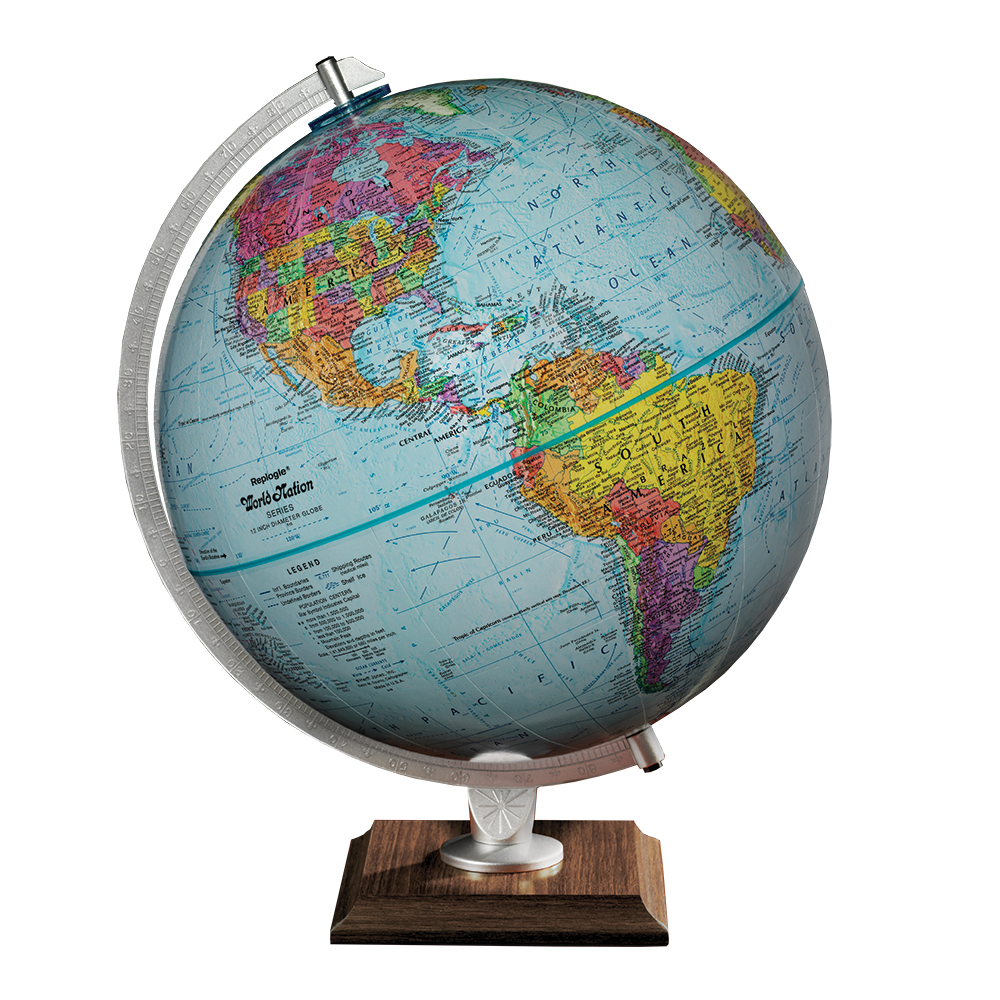 thumbnail image 2 of Replogle 12 Inch Explorer Globe - Raised Relief World Map With Gold Base, Over 4000 Location Names 2 of 11