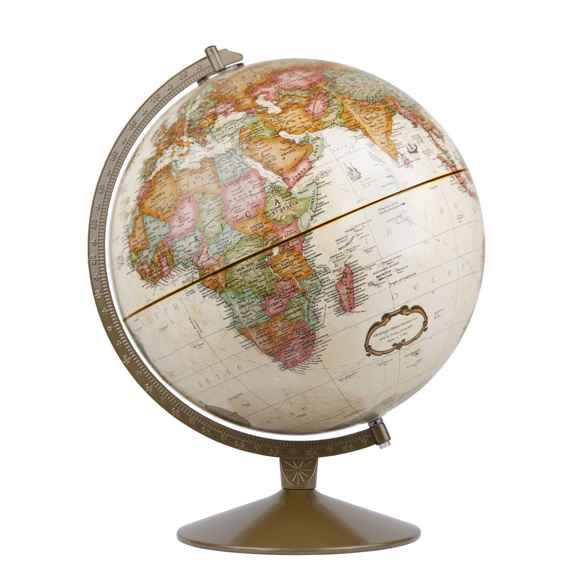 Replogle　Raised　Antique　Globes　Relief　Desk　Franklin　12″
