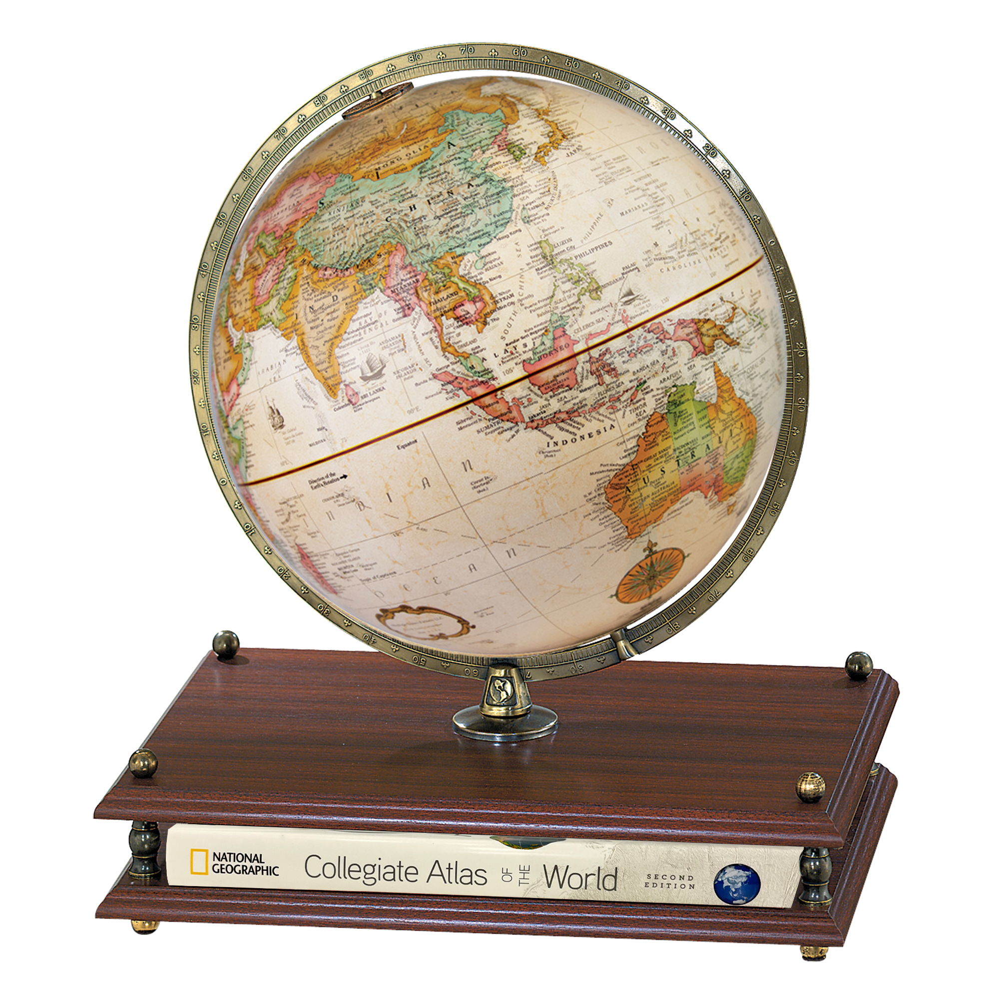 Mappamondo Odessa 30,5 Cm Con Doppia Mappa Fisica/Politica Illuminata E Base In Legno