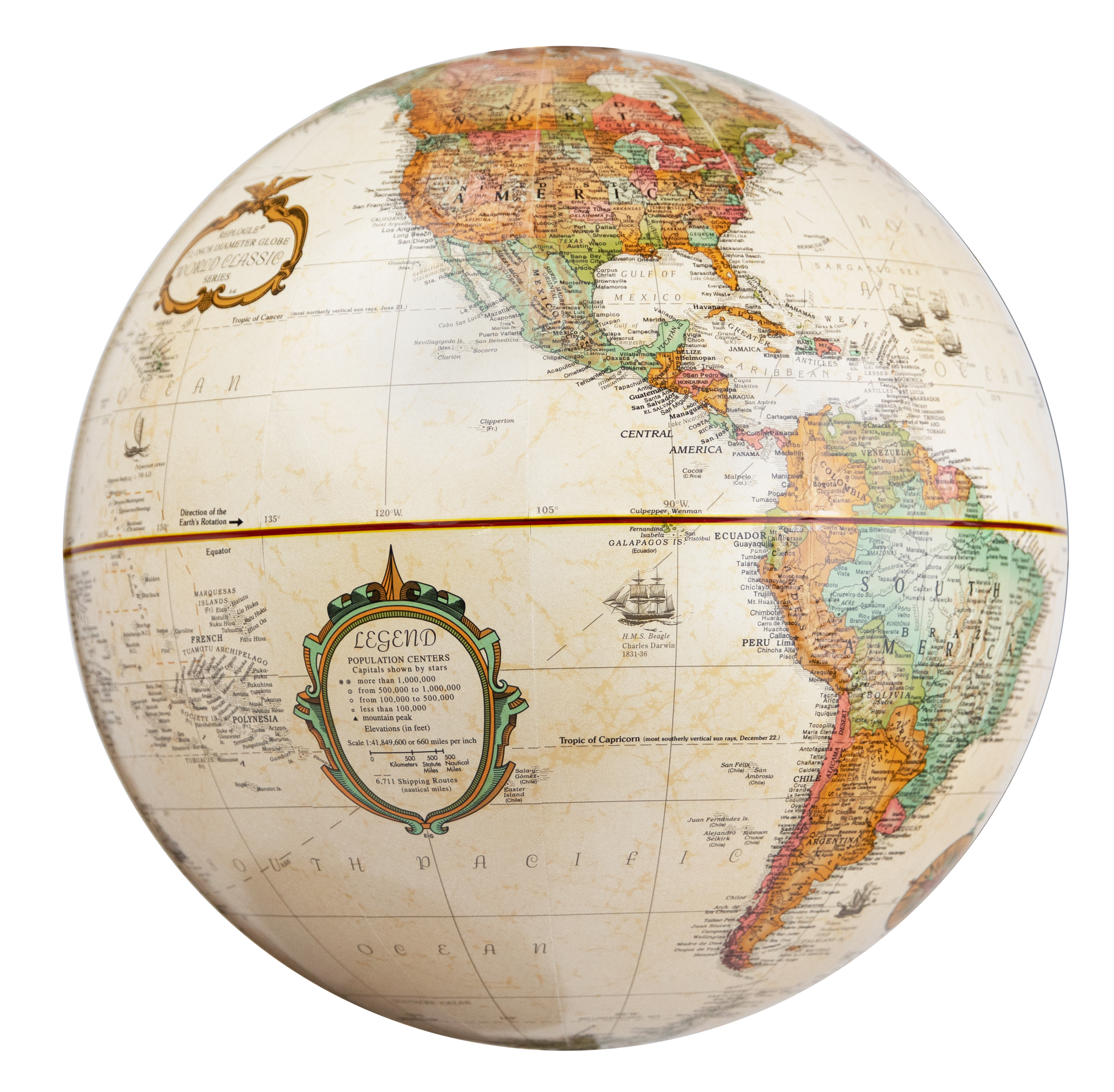 16” Antique Ocean Replacement Globe Ball