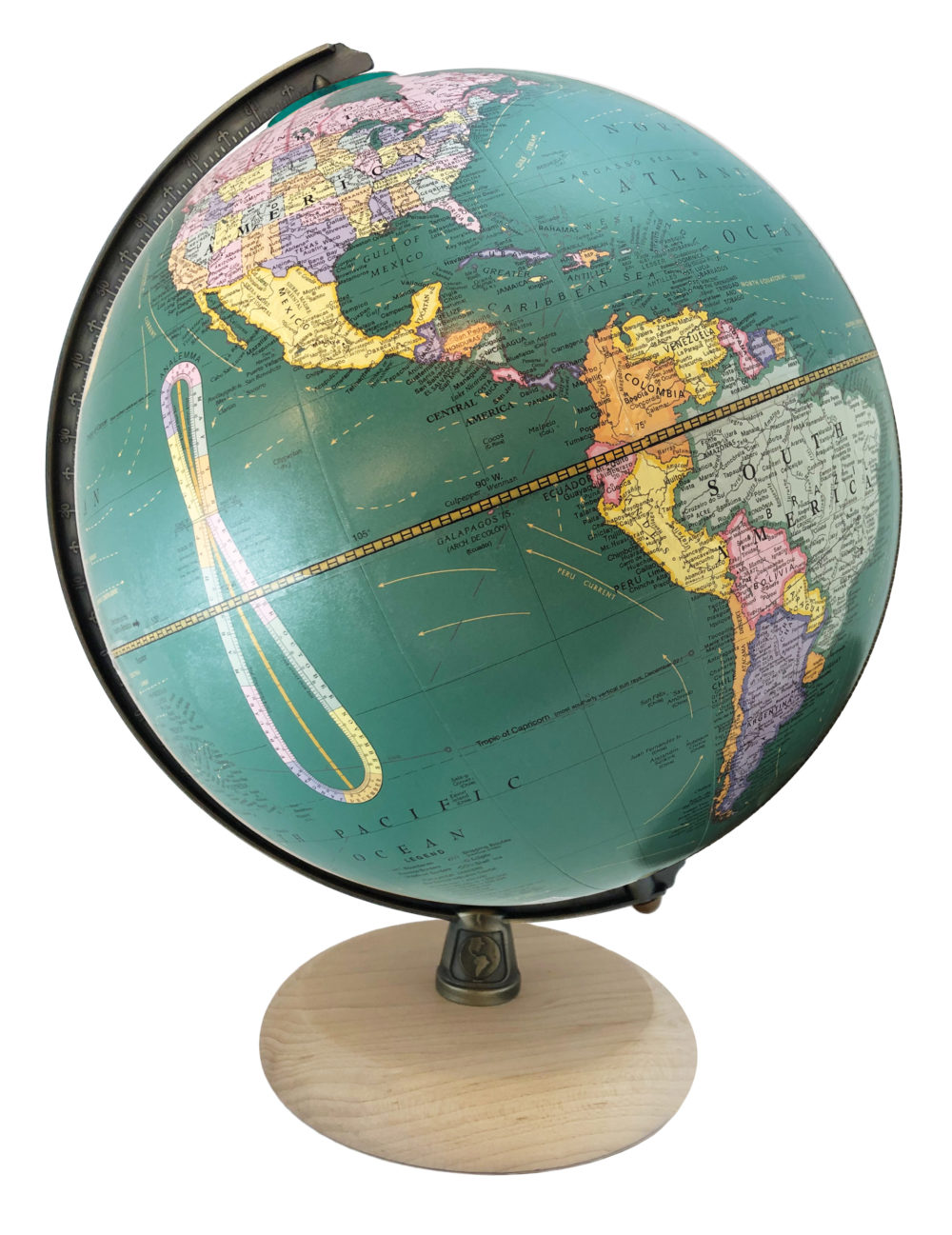 NELSON 9 INCH GREEN OCEAN BLACK SEMI WHITE BASE ENG | Replogle Globes